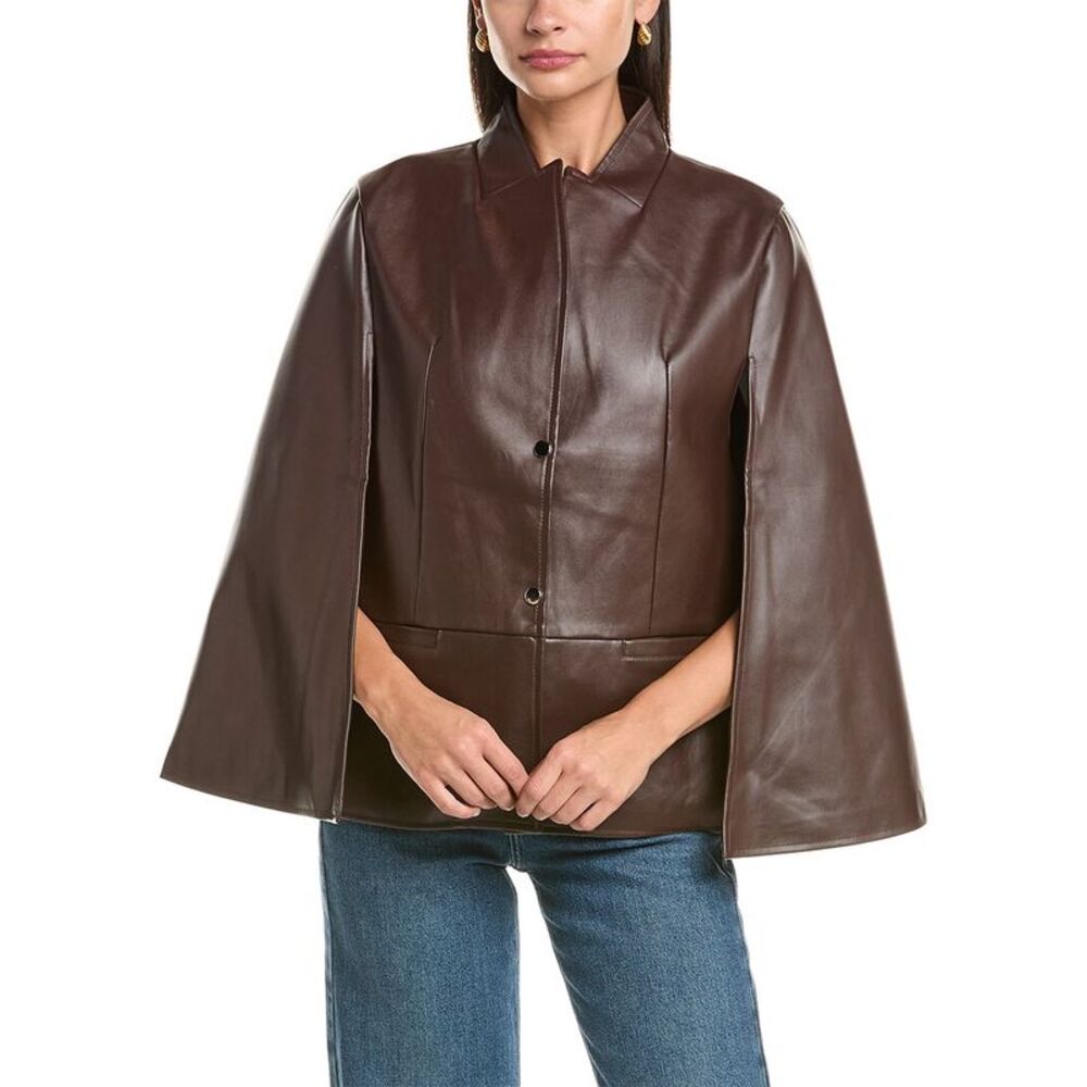 La Fiorentina Womens Faux Leather Cape, Brown